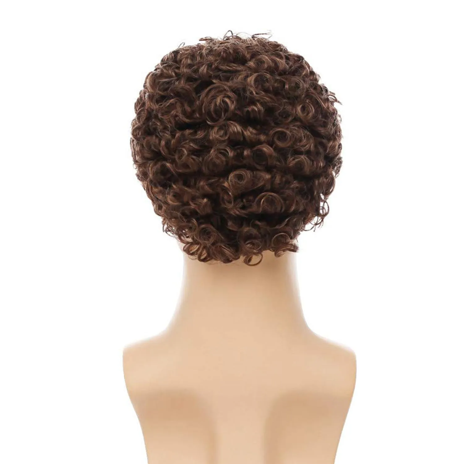 Afro Curly Brown Wig for Men Short Synthetic Halloween Cosplay Costume Replacement Hair Wigs
