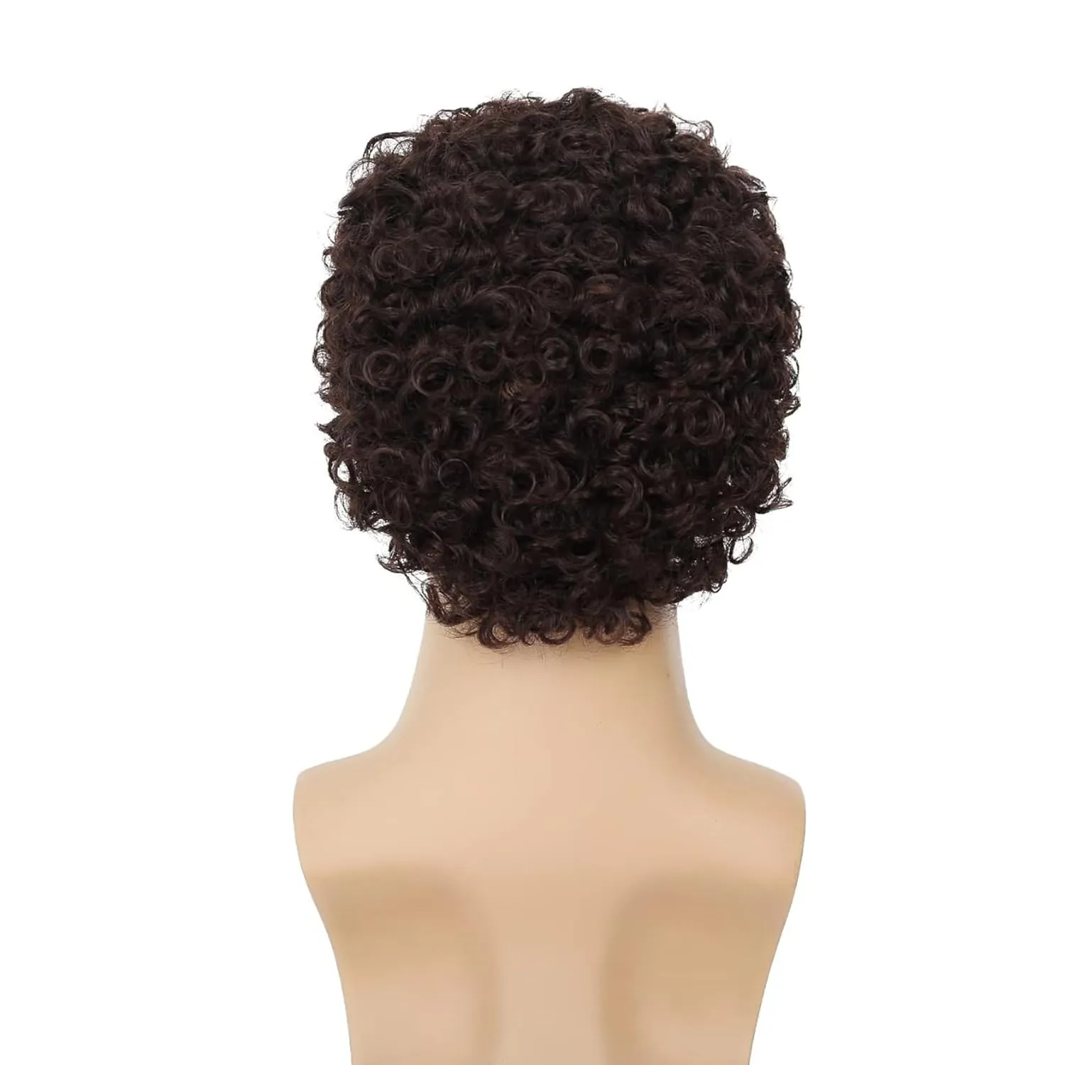 Afro Curly Dark Brown Wig for Men Short Synthetic Halloween Cosplay Costume Replacement Hair Wigs