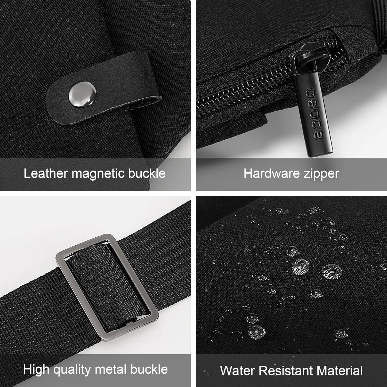 Anti Theft Crossbody Bags Sling Bag for Women Men Waterproof Wander Bag for Sports and Travel. (1-BLACK, Large)