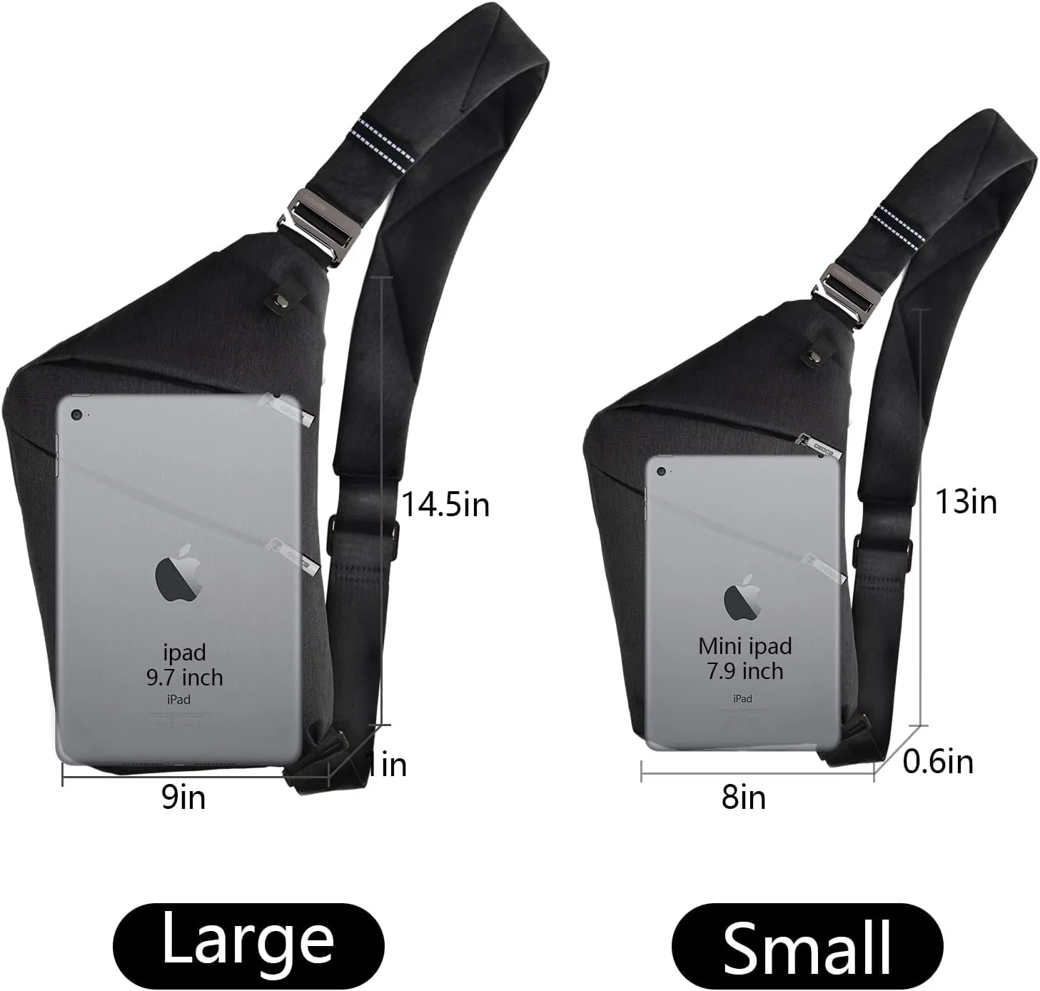 Anti Theft Crossbody Bags Sling Bag for Women Men Waterproof Wander Bag for Sports and Travel. (1-BLACK, Large)