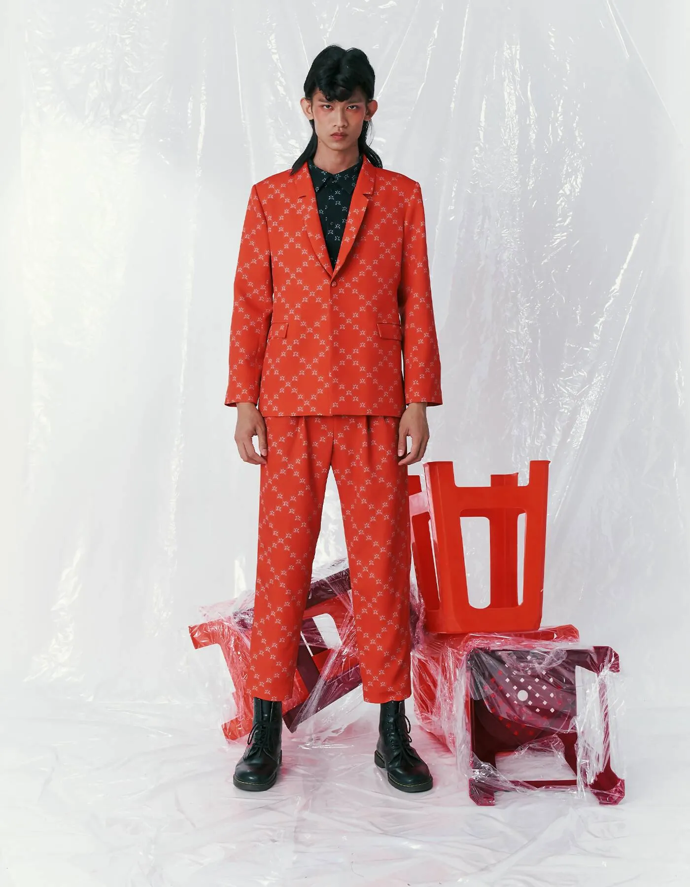 Ban-Doh Classic Floral Suit Jacket (Red)