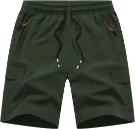 Boys Cargo Shorts Youth Quick Dry Lightweight Pull-On Hiking Shorts for Sports Outdoor with Zipper Pockets