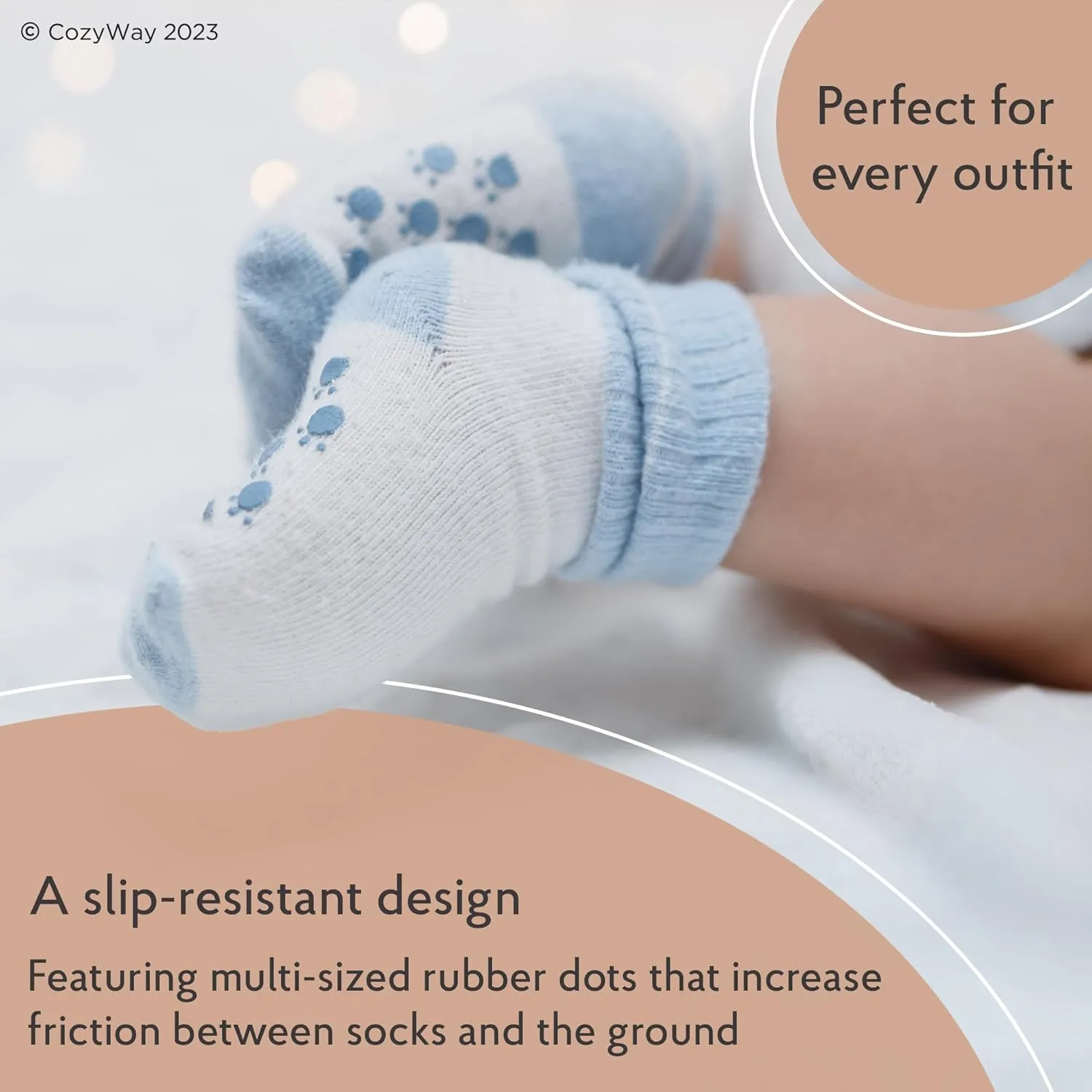 CozyWay Baby & Toddler Socks With Grippers Non Slip Low Cut Grip Socks for Girls and Boys Soft Comfy Cotton - 14 Pack