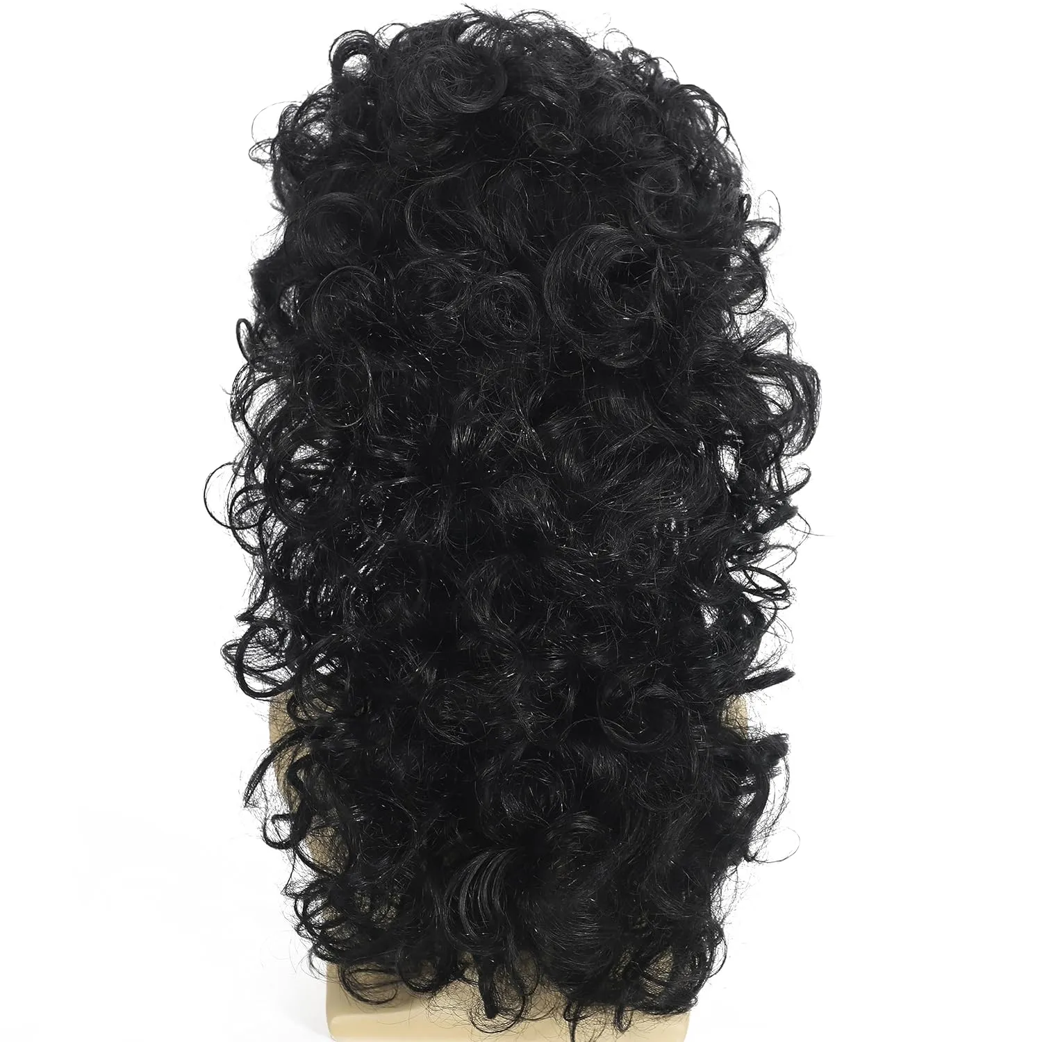 Curly Mullet Wigs for Men 80s Black Long Curly Wigs Hippie Rocking 80s Party Cosplay Costume Anime Heat Resistant Synthetic Hair Wig 70's Wig