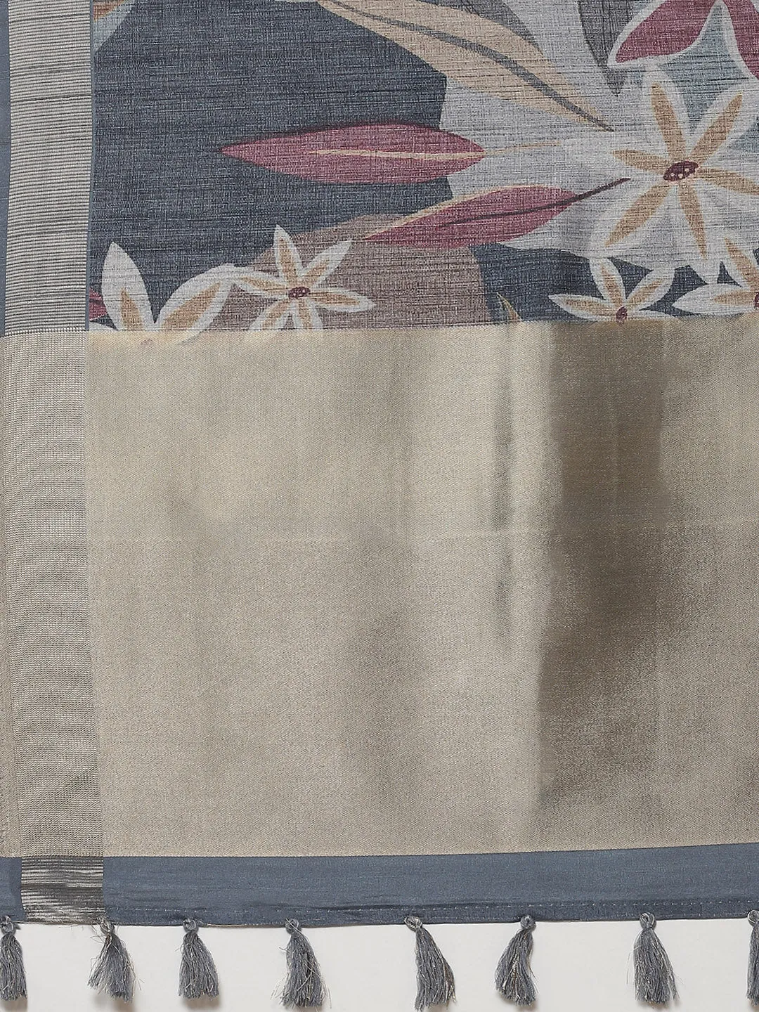Digital Floral Printed Tussar Saree