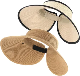 FURTALK Straw Sun Visor Hats for Women UPF 80  Wide Brim Pontytail Summer Beach Hats