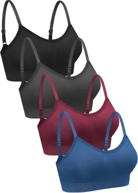 Geyoga 4 Pieces Neck Bralettes Wireless Cami Bra Tank Top Sports Bra for Women Girls