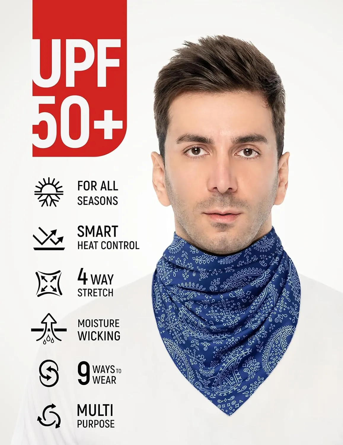 GOT Sports UPF 50  Cooling Bandana for Men & Women - Thermoregulation, Moisture-Wicking, Sun Protection Bandana Neck Wraps