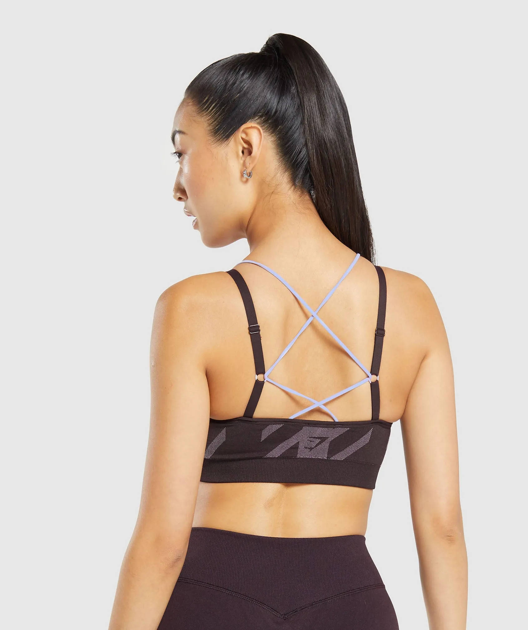 Gymshark Apex Limit Seamless Ruched Sports Bra - Plum Brown/Powder Lilac