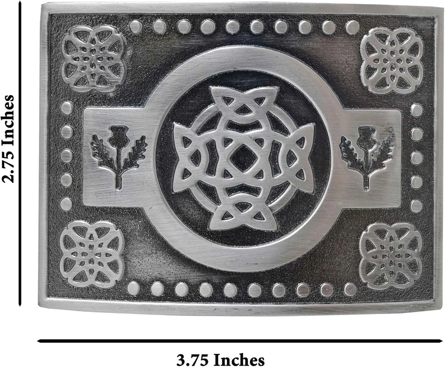 Kilt Belt and Buckle Set, Scottish Thistle Embossed Belt with Antique Celtic Trinity Buckles Pewter - Kilt Belts for Men