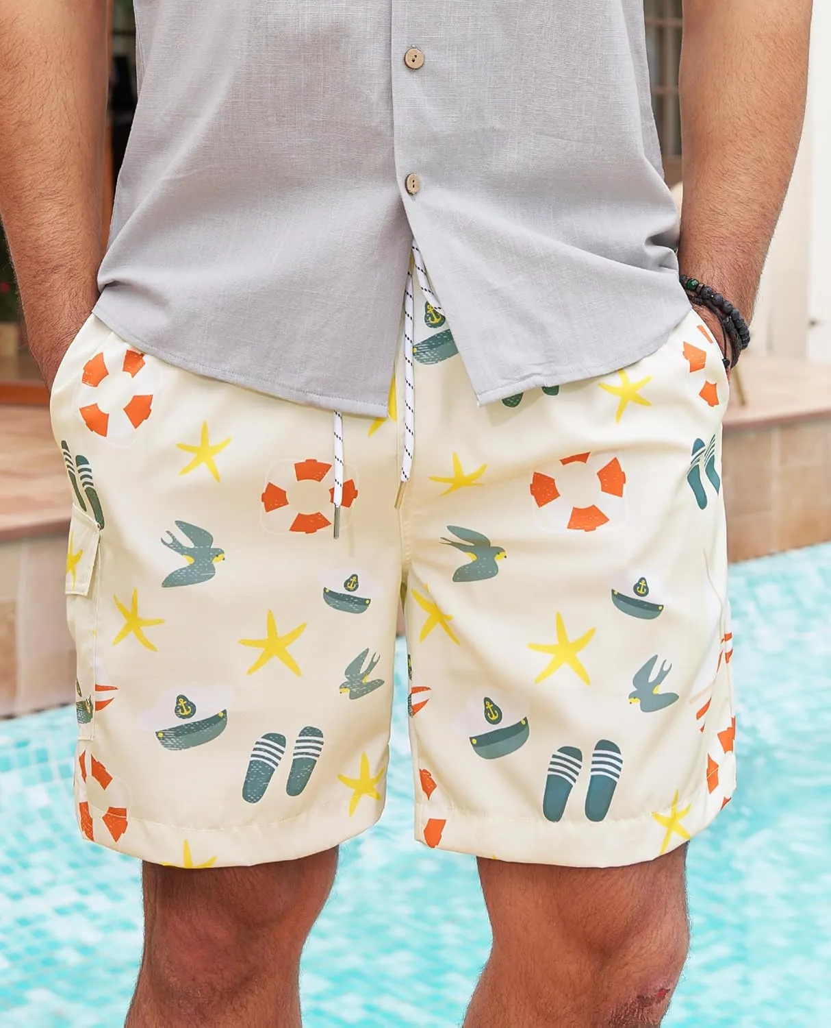 Milin Naco Mens Swim Trunks 7" Compression Liner Quick Dry 2 in 1 Board Shorts with Zip Pockets Bathing Suits for Men