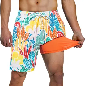 Milin Naco Mens Swim Trunks 7" Compression Liner Quick Dry 2 in 1 Board Shorts with Zip Pockets Bathing Suits for Men