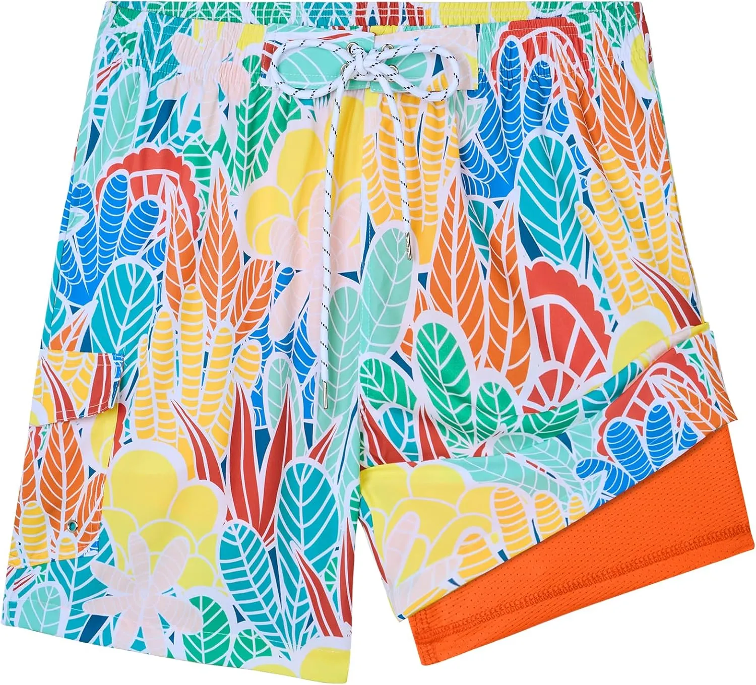 Milin Naco Mens Swim Trunks 7" Compression Liner Quick Dry 2 in 1 Board Shorts with Zip Pockets Bathing Suits for Men