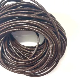 Natural Genuine Leather Cord per 10mtrs - Dark Brown 2mm