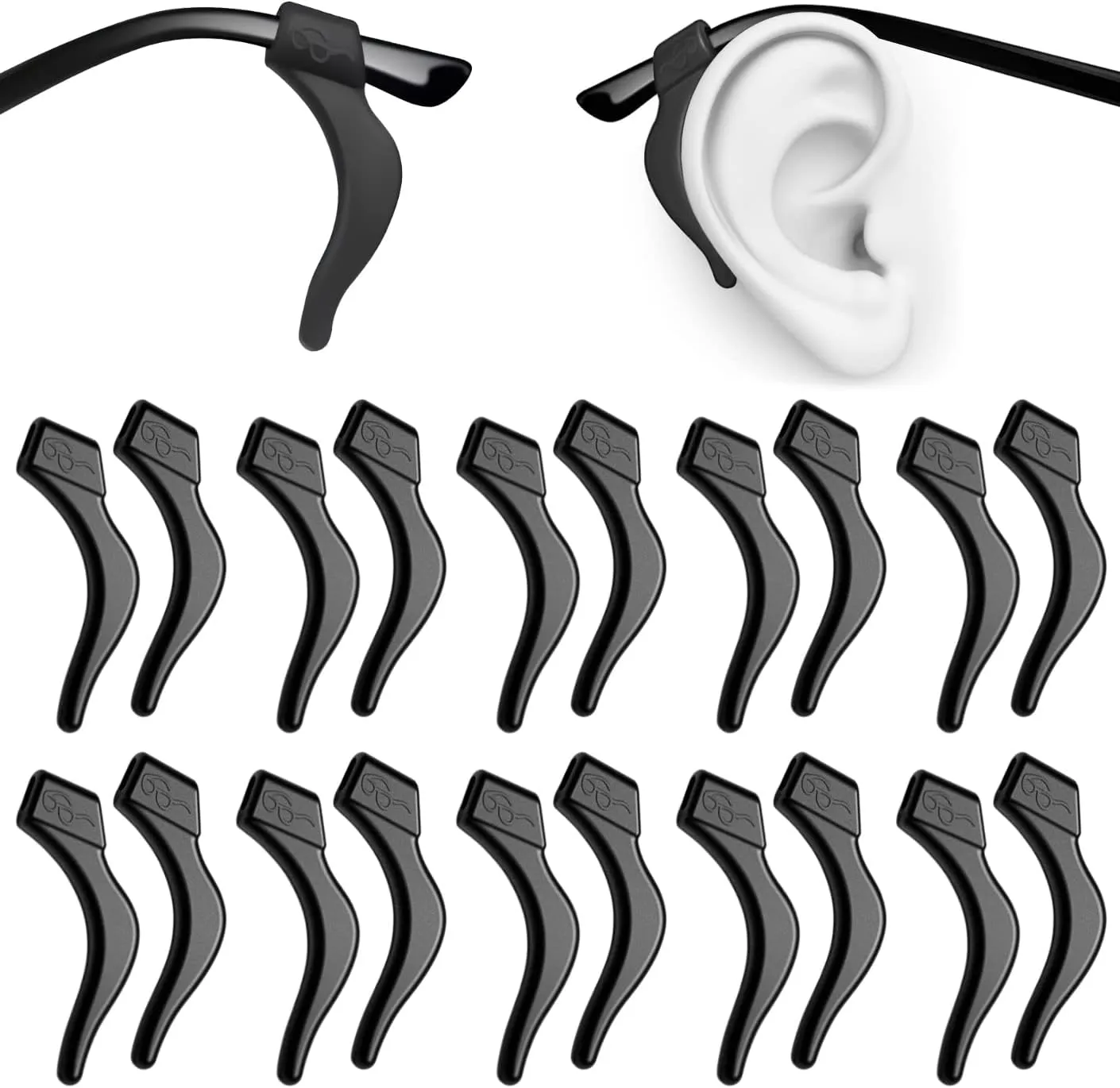 PTSLKHN Soft Silicone Eyeglass Ear Hooks, 10 Pairs of Non-Slip Eyeglasses Ear Grips for Glasses, Sunglasses, Reading Glasses