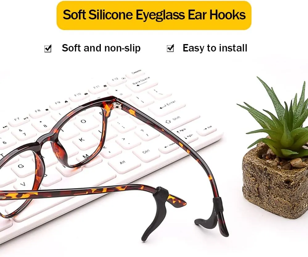PTSLKHN Soft Silicone Eyeglass Ear Hooks, 10 Pairs of Non-Slip Eyeglasses Ear Grips for Glasses, Sunglasses, Reading Glasses
